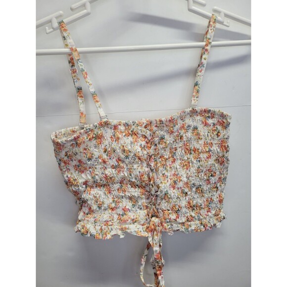 American Eagle Outfitters Tops - American Eagle Crop Top‎ Smocked Cami Size M Pink Floral